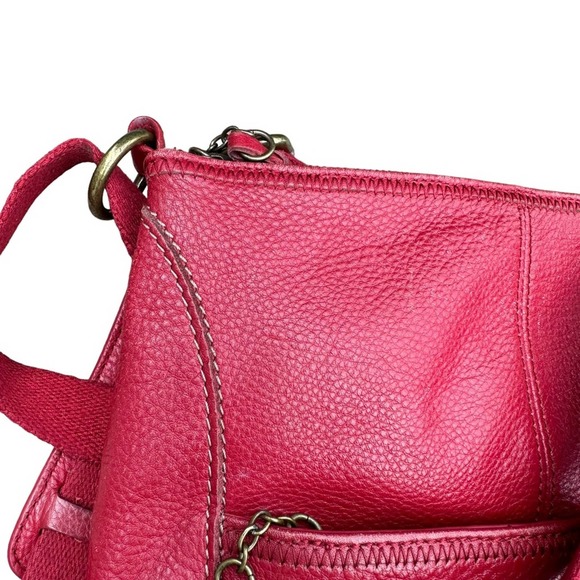 The Sak Leather Crossbody Bag Womens Purse Pebbled Leather Soft Adjustable Red - Picture 5 of 13